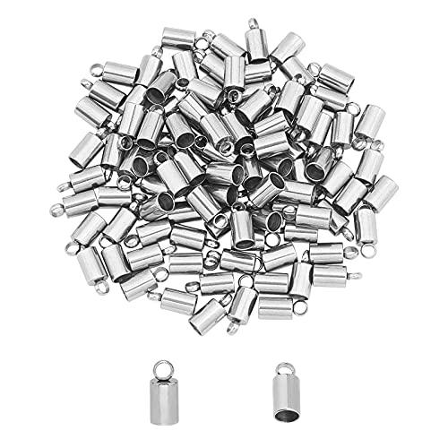 UNICRAFTALE About 100pcs Stainless Steel Cord Ends with Mental End Caps Glue in Barrel End Caps, Barrel Rope Head Cap Used for Kumihimo Jewelry Making 1.8mm Hole