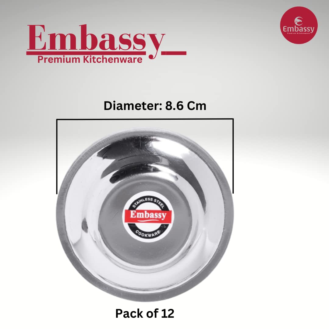 Embassy Stainless Steel Glass Lid/Cover, Pack of 12, Size 3 (Diameter 8.6 cms) 2