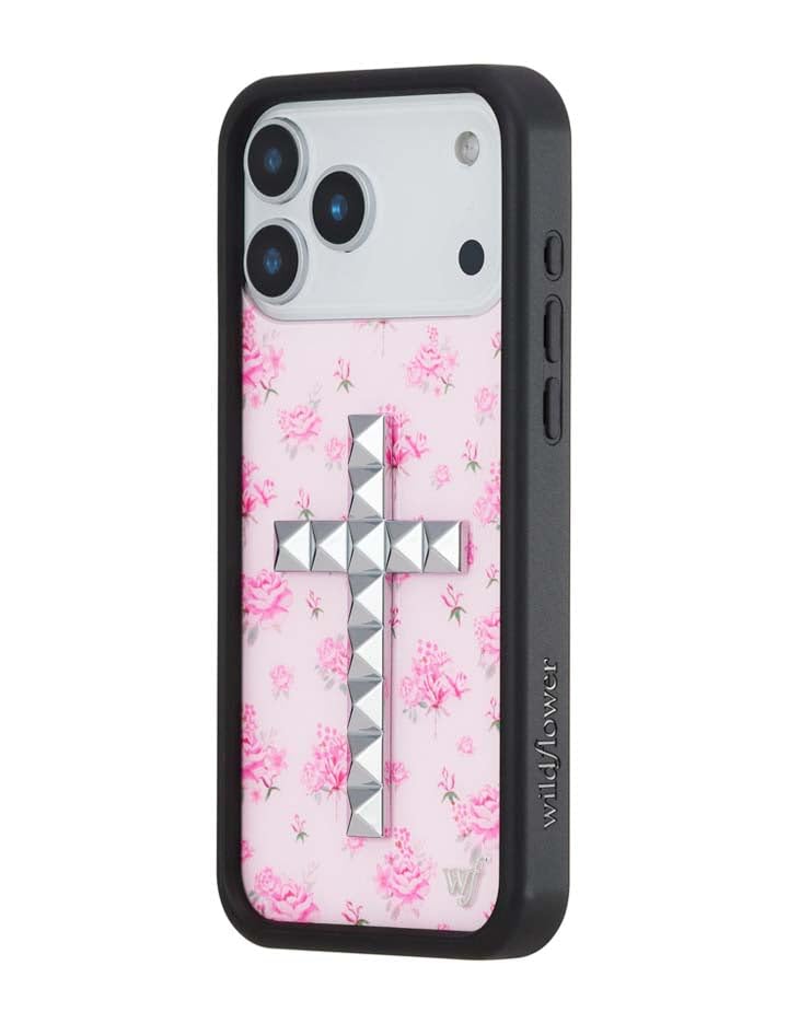 Image of Wildflower Cases - iPhone 17 Pro Max Compatible - Stud Cross Floral Pink
