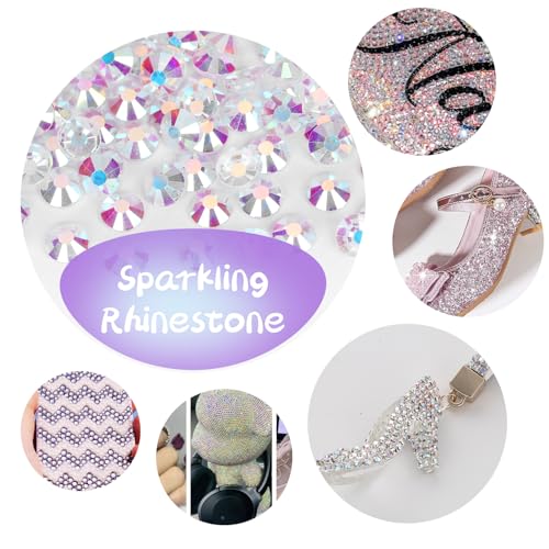 Image of 2000PCS Transparent AB Rhinestones Bulk, Flat Back Crystal Glass Stone Round Gems,SS30, 6.4-6.6mm
