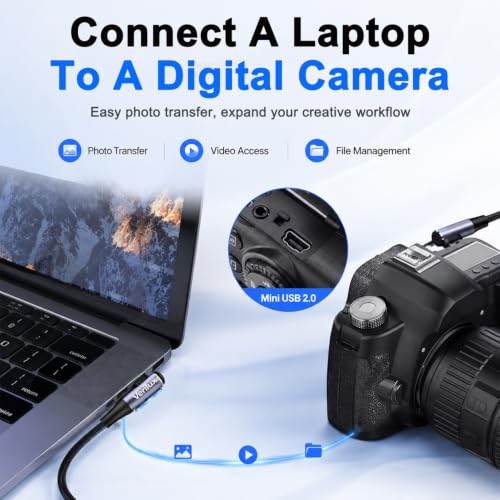 Image of Verilux USB C to Mini USB Cable 90 Degree Right Angle Connector