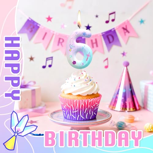 Image of Pink Number 4 Birthday Candles, Cartoon Themed Cake Toppers for Boys Girls Cake Decorations, Birthday Decorations Party Supplies, Number Candles for Party Decor
