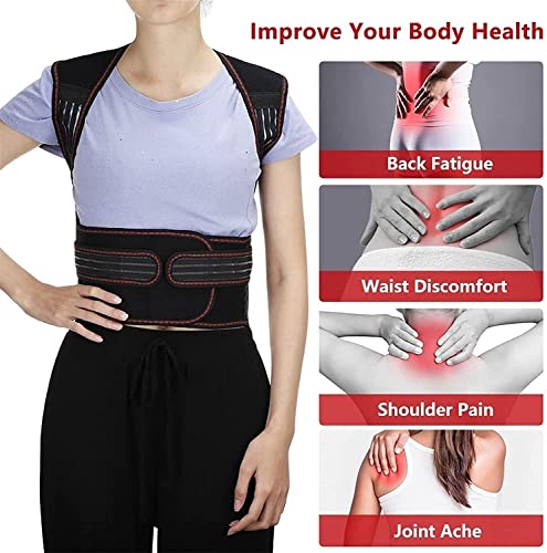 Posture Corrector Full Back Decompression Support Belt,108Pcs Magnets Self-Heating Lumbar Spine Shoulder Neck Support Belt Back Brace Physical Therapy Back Posture (Color : Black, Size : Medium) #TOP5