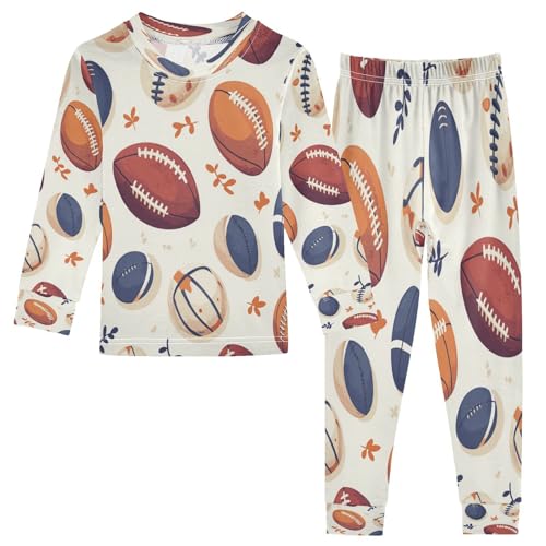 Pajama Sets Long Sleeve American Football Baseball Pattern Soft Comfy Sleepwear 2 Piece PJS 3-8T