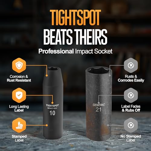 Image of TIGHTSPOT 1 /2 Inch Drive 10 mm Deep Impact Socket with Anti-Rounding 6 Point Design, Heat-Treated CRV Steel