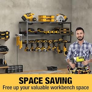 Yyrheavydutypowertoolorganizerwithchargingstationcordlessdrillhangerstoragerackbatterytoolsholderwallmountshelfforgarage32inchequippedwithsurgeprotectionpowerstrip Urban Country Home Decor Yyr heavy duty power tool organizer with charging station cordless drill hanger storage rack battery tools holder wall mount shelf for garage 32 inch equipped with surge protection power strip urban country home decor