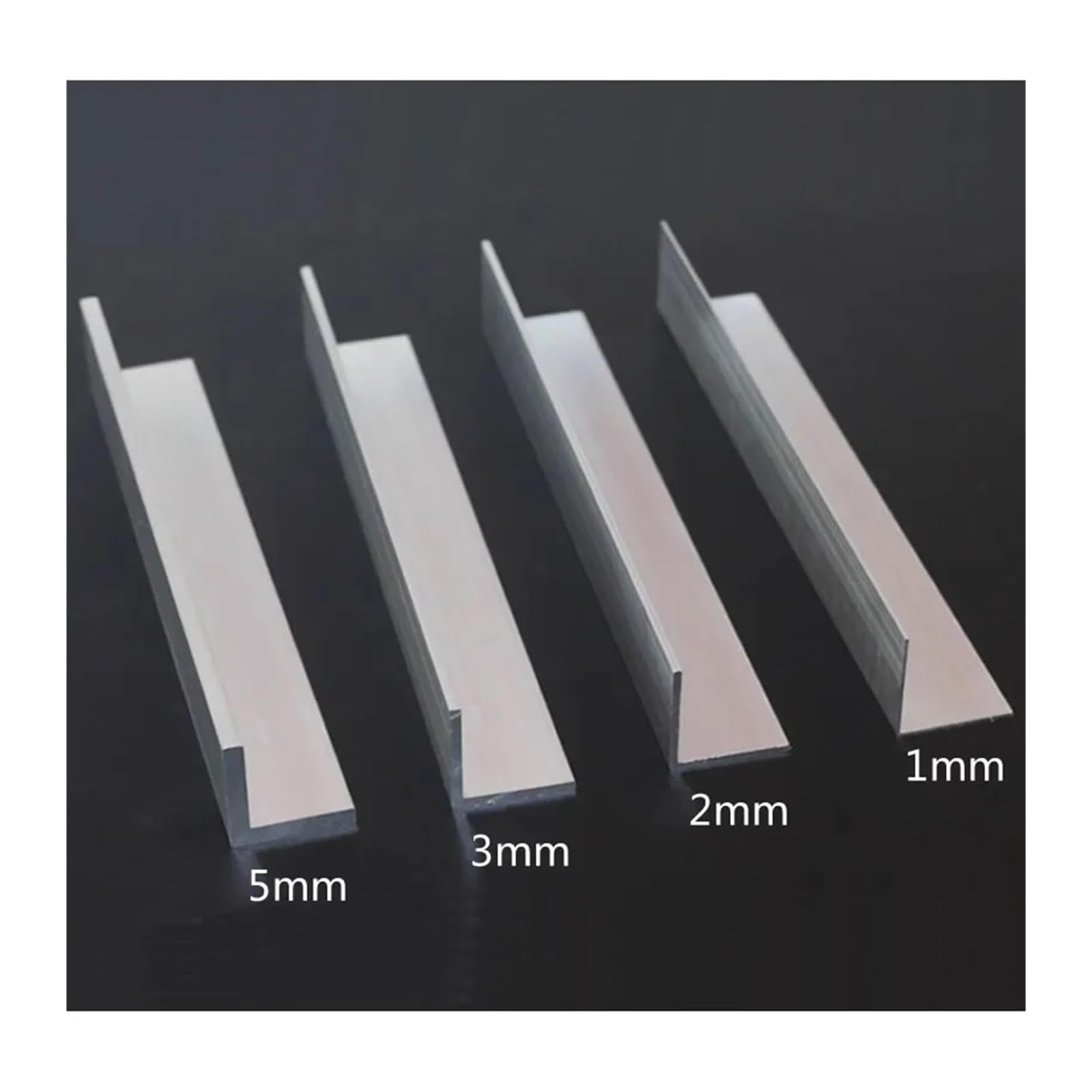 Perfil en U aluminio Aluminio en ángulo recto 6063, aleación de aluminio forma L, perfil triangular con borde, materiales decoración(Thick 5mm,245mm)