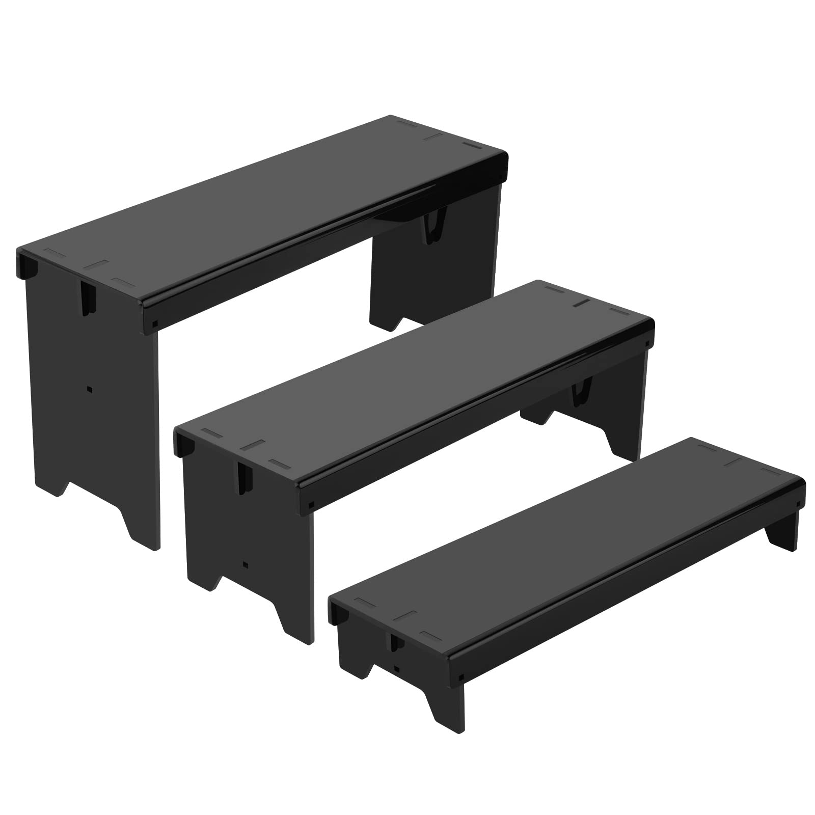 HomakoverNo Bent Acrylic Display Stand, 12 inch Clear Riser for Amiibo Funko POP Figures, 3 Steps Acrylic Display Shelf Showcase for Decoration and Organize, Acrylic Step Riser for Display