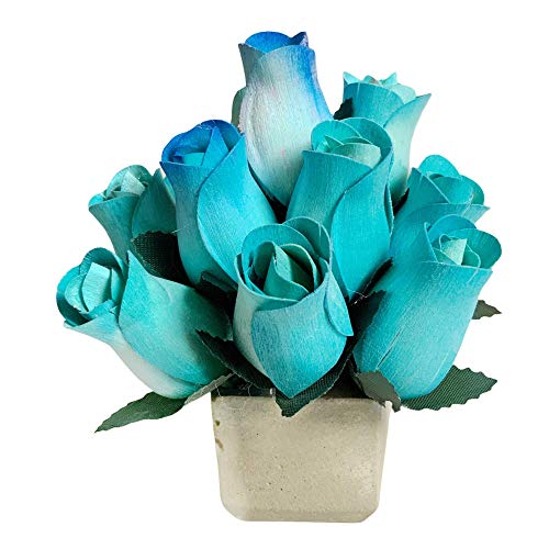 Amazon.com: Blue Fake Roses Scented Wooden Flowers 13 Pc Artificial ...