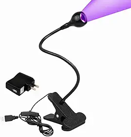 Luz preta LED 3W 395NM, lâmpada flexível pescoço de ganso, luz negra UV para detecção de cetim, lâmpada de luz preta para pôster de luz negra, festa com luz negra, lâmpada de cura ultravioleta para tinta fluorescente