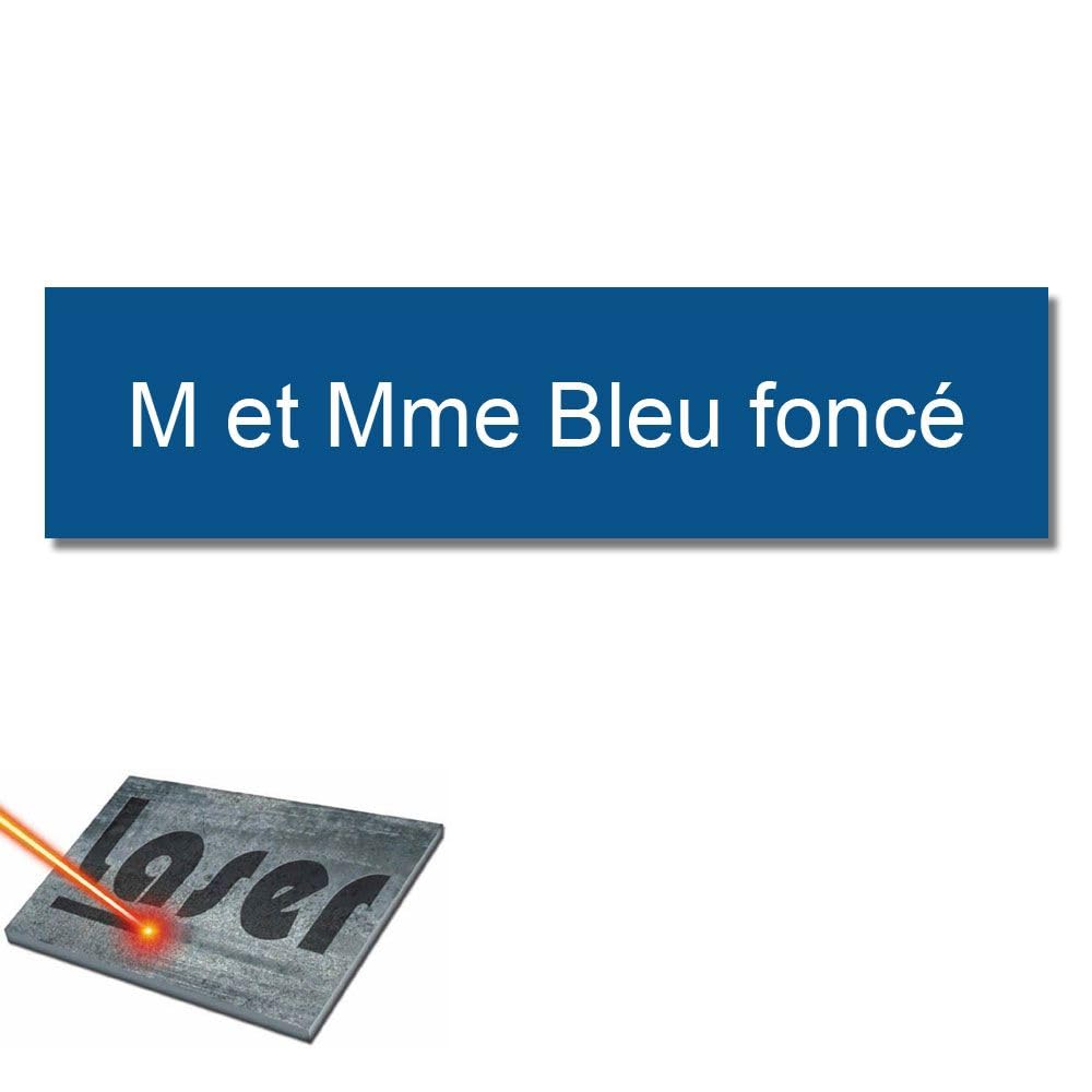Placa grabada para timbre intercomunicador autoadhesivo, 6 x 1,5 cm, personalizada, 1 a 2 líneas, color azul oscuro