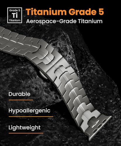 Image of Grade 5 Titanium Band for Apple Watch Ultra 3 /2 /1 49mm & Series 11 /10 46mm, DLC Coating Anti-Scratch Ultra 3 Band with Small-Link Design for Precise Fit, Secure Butterfly Clasp Band for Men