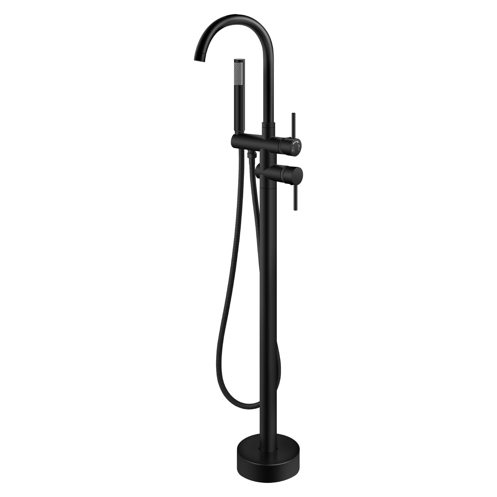 gotonovo Floor Mount Bathtub Faucet High Flow Freestanding Tub Filler Standing Shower Faucets with 360 Swivel Gooseneck Spout