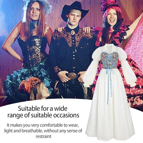 Robe de cise médiévale taille haute avec manches bouffantes rétro de fée