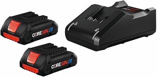 Batteries Bosch 18V Starter Kit with 2 CORE18V® 4Ah Batteries & Charger