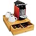 Bakaji Dozownik na kapsułki, stojak na kapsułki, pojemnik na kapsułki, kapsułki do kawy, Dolce Gusto Nespresso Lavazza Tassimo, organizer z szufladą z drewna bambusowego, 31 x 30,5 x 9,5 cm