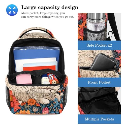 Sac à dos lapin multicolore avec trousse assortie pour écoliers et adolescents