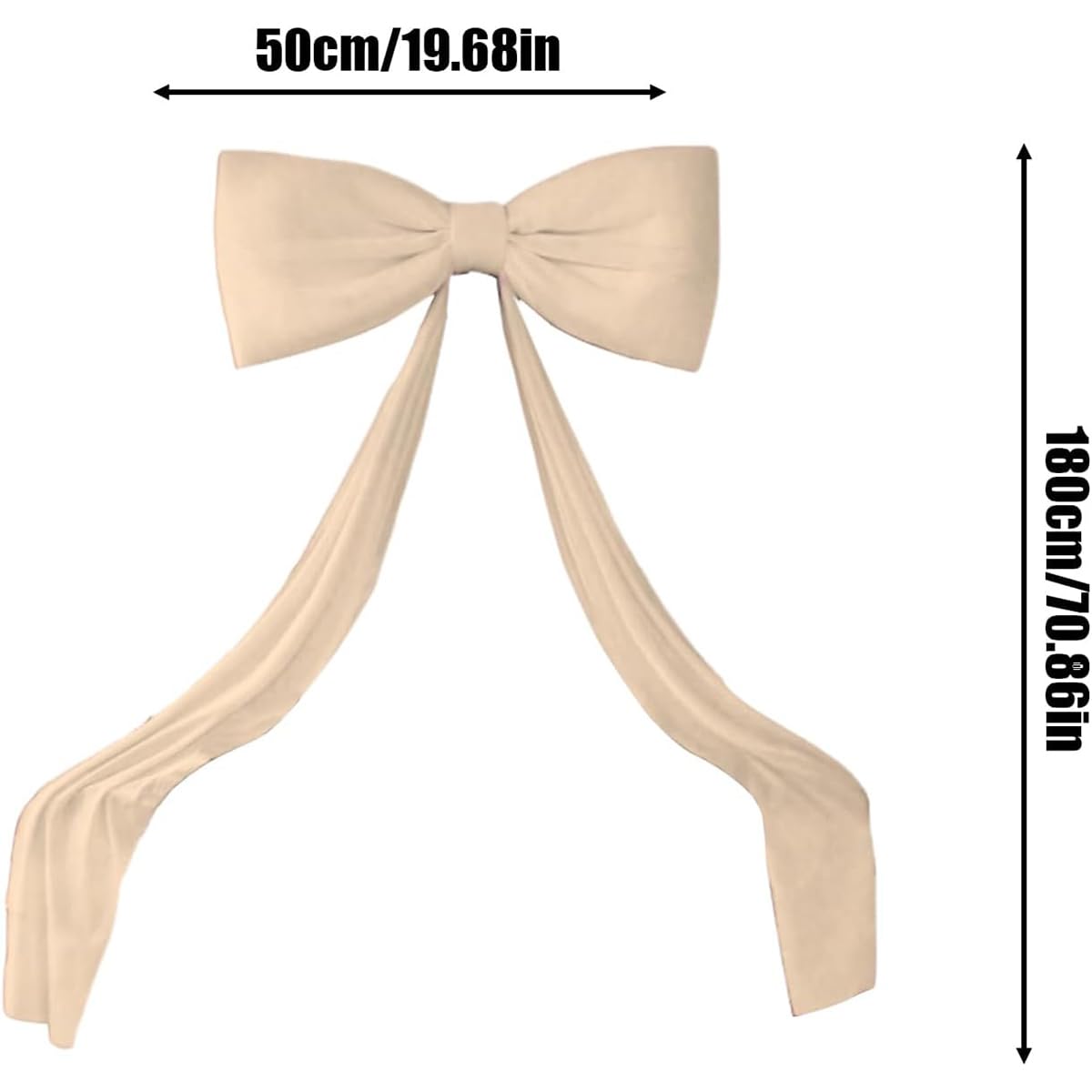 Lazo Gigante para árbol - 180 cm de Largo, de Tela, no se deforma. Ideal para Decorar árboles, Cortinas, Puertas y Fiestas, champán