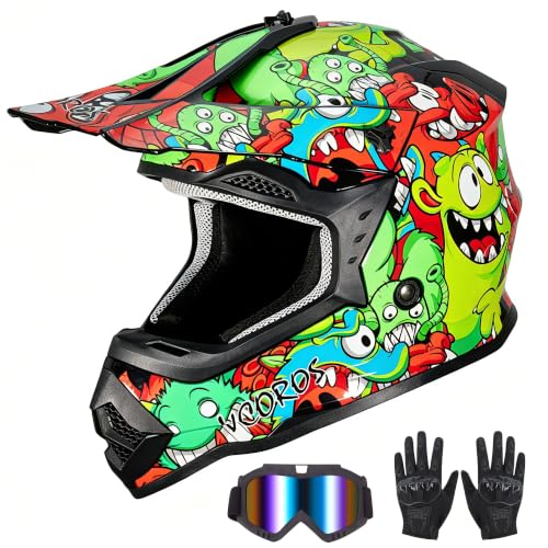 Image of VCOROS Youth Kids Dirt Bike Helmets,Kids Motocross Helmets DOT Approved