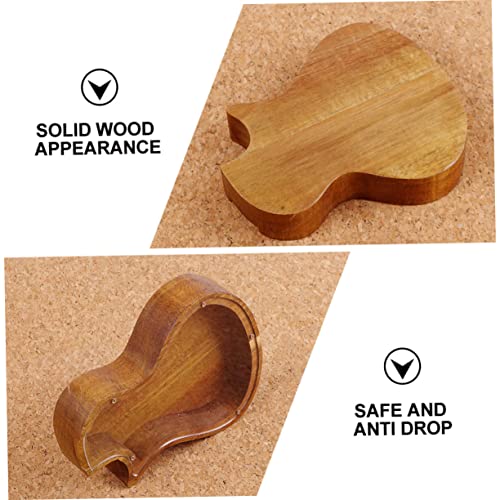 Hucha decorativa con forma de guitarra de madera natural miniatura 5