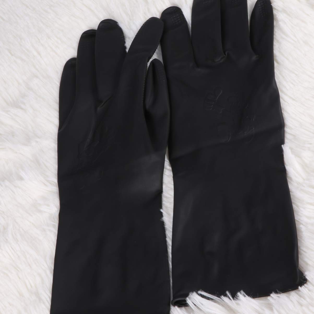 SOLUSTRE Friseurbedarf 2 Pairs Haar Farbstoff Handschuhe Schwarz Reusable Salon Haar F?rbung Latex Handschuhe Dicke Gummi Handschuhe für Reinigung Kochen Geschirr Handschützer Kosmetik