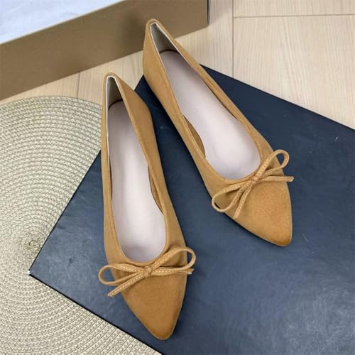 SAILING LU Women's Bow-Knot Pointed Toe Ballet Flats Dressy Party Shoes Bridal Wedding Flats Casual Slip-On Loafers2