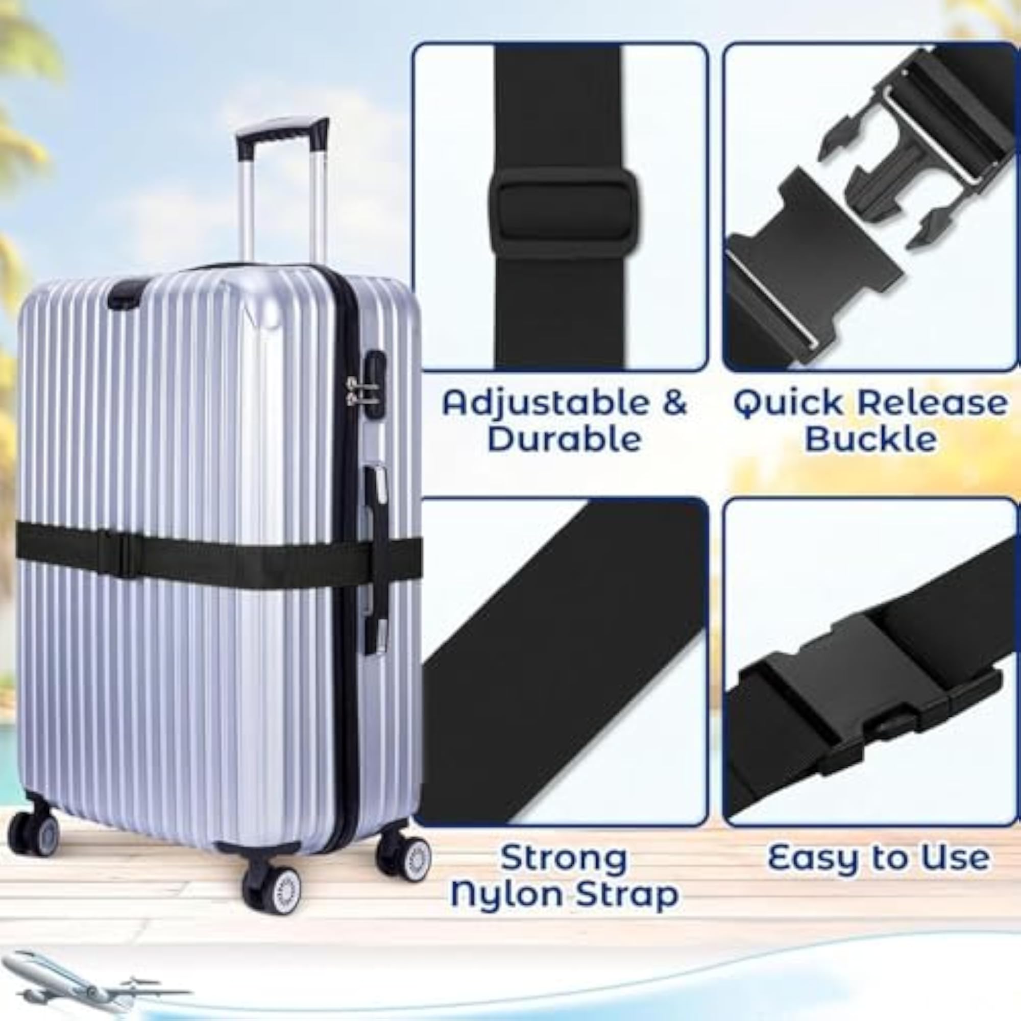 4 Pieces Portable Luggage Straps Packing Strap