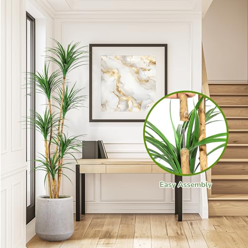 6 Ft Artificial Dracaena Tree, Realistic Fake Dracaena Plant, Tall Dracaena Houseplant for Indoor Décor, Adjustable Lifelike Faux Tree, Ideal for Photo Backdrops, Nursery, Living Room, Office