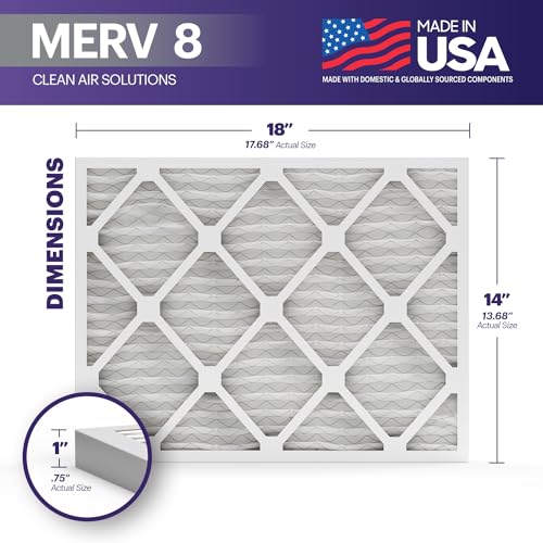 Image of BNX TruFilter 14x18x1 Air Filter MERV 8 (4-Pack) - MADE IN USA - Dust & Pet Defense Electrostatic Pleated Air Conditioner HVAC AC Furnace Filters for Dust, Pet, Mold, Pollen MPR 600 - 700 & FPR 5
