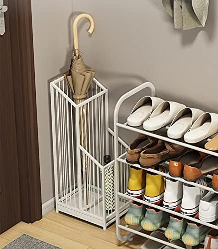 Indoor Umbrella Stand Rack, Metal Holder for Hallway Home Hotel Office, Holds 12 Umbrellas, with Drip Tray