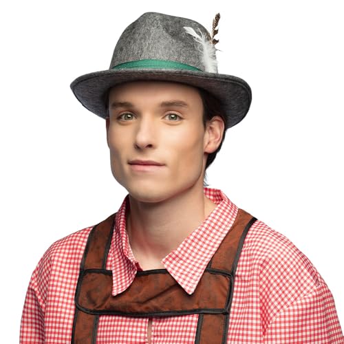 Boland - Tiroler Hut, Kopfbedeckung für Erwachsene, Filzhut für Bierfest oder Bayer Kostüm, Festival, Karneval oder Mottoparty, Grau