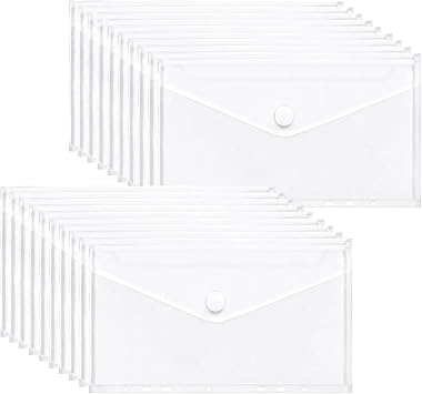 20 Pack A5 Clear Plastic Wallets Folder,A5 Punched Pockets Clear Envelope