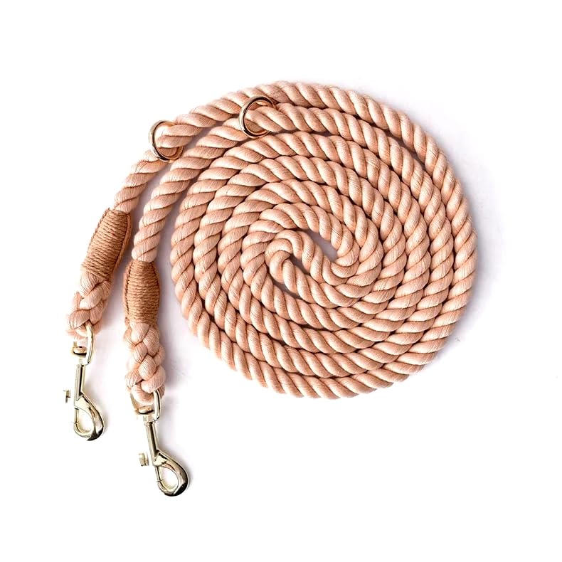 TesitehiTesitehi Multifunctional Rope Dog Leash 7.5 FT with Adjustable Double Swivel Hook Hands Free for Small Medium and Large Dogs Running Hiking Camping Walking (Linen Brown)