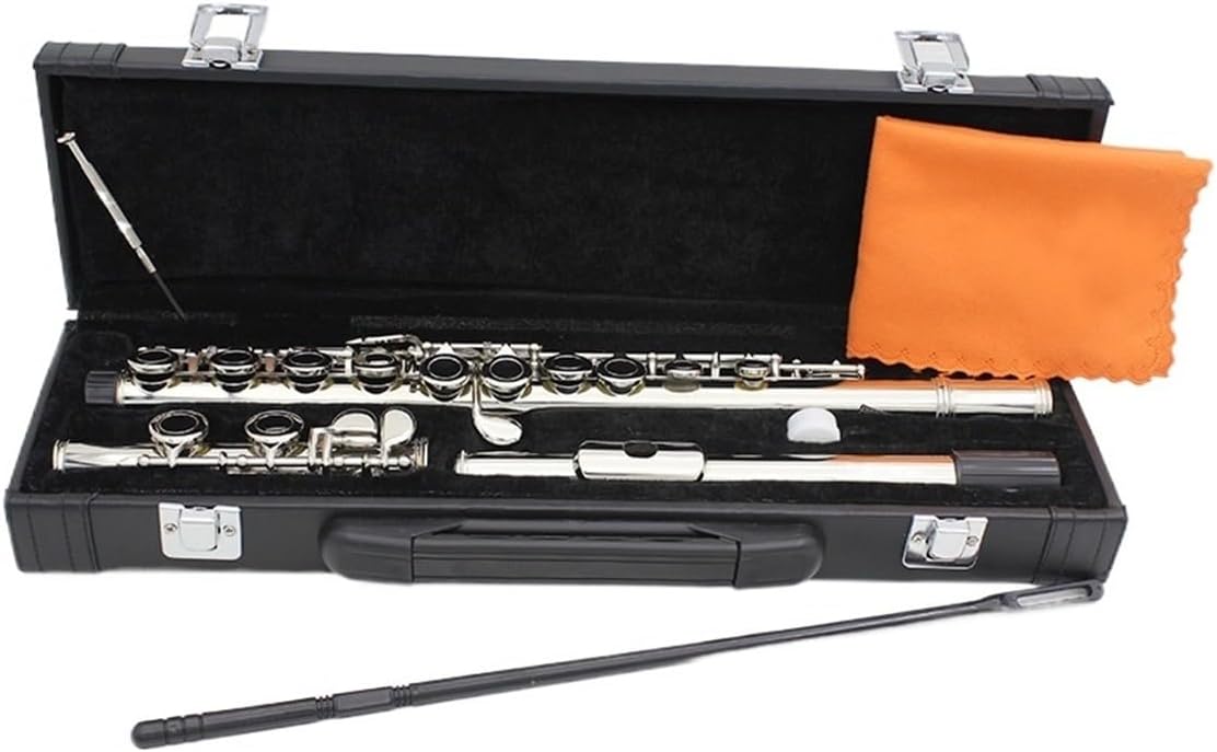 BQKOZFIN フルート 16穴 木管楽器 Cキー 初心者セット Eメカ付き 16穴