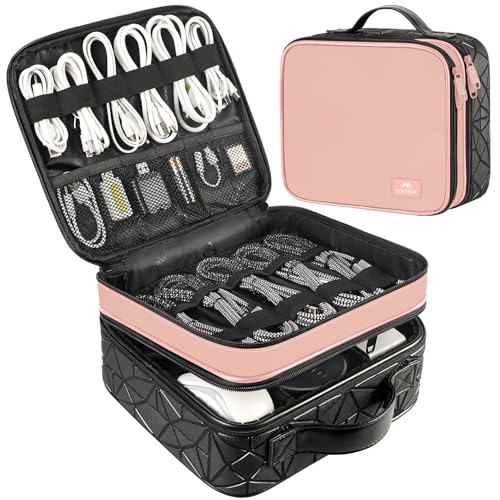 image for MATEIN Cord Organizer Case with Adjustable Divider, DJ Cable File Bag 