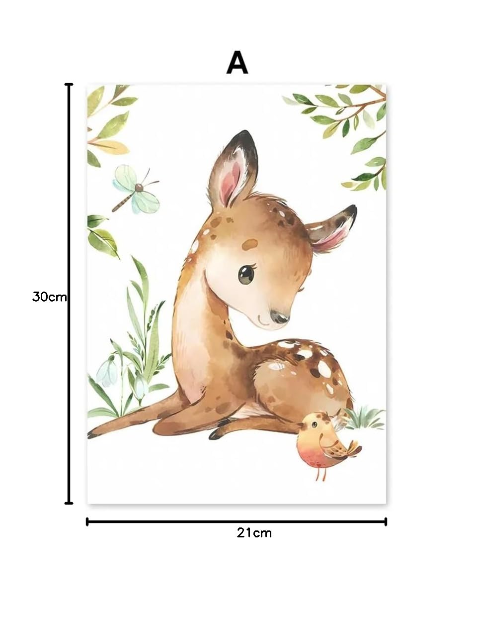 Youihom 6 Quadro Animali Bosco Quadretti Personalizzati Bimba Poster con Lettere del Nome Bambini Stampe Cameretta Neonato Volpe Orso Scoiattolo Cervo Marrone Verde Quadri Tela 21x30 senza Cornice