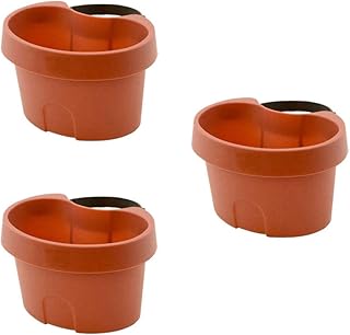 Cabilock 3 peças de plantas para pendurar na parede e trilhos, vasos de plástico para pendurar na parede, suportes de plantas para cerca de varanda ou trilhos, exibição de ervas, jardins marrom