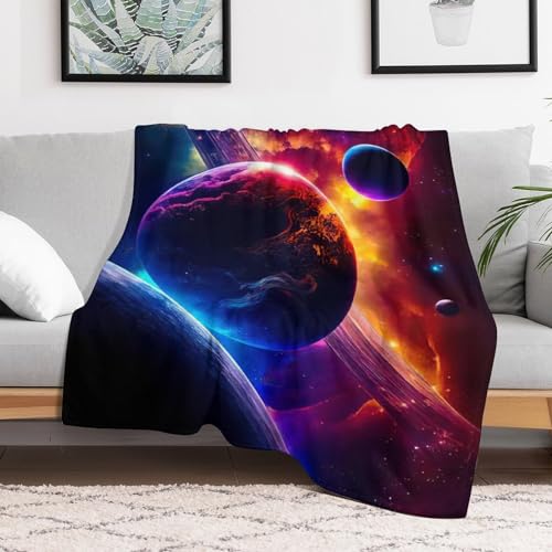 Couverture planète 3D en polaire idée cadeau originale flannel