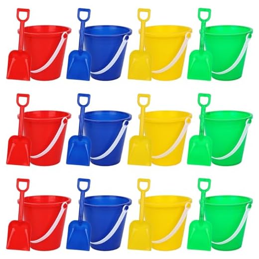 AMOR PRESENT 12PCS Beach Buckets, Colorful Beach Pail with Shovel Sand Buckets Sand Toys for Girls Boys Gifts Outdoor Activities Party Favors