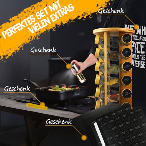 demonstrierend platzsparende Lagerung von Gewürzen wie Paprika - Detailansicht von Affinity Cuisine Gewürzgläser Set De...