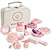 Dragon Drew Wooden Toy Beauty Set – 10 Piece Kit - Girls Salon Set with Makeup, Brush, Mirror and Cosmetics Case - 100% Natural Wood, Nontoxic Paint, Smooth Edges