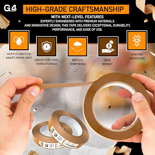 G4GADGET 3 Rolls Kraft Paper Tape 24mm x 50m, brown - Image 3