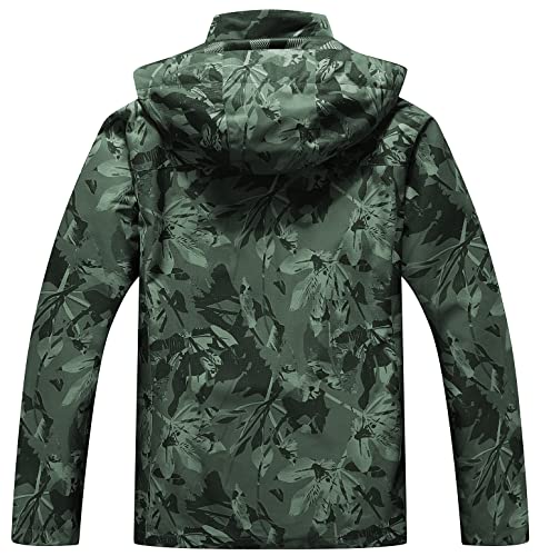 image for OTU Men's Lightweight Waterproof Hooded Rain Jacket Outdoor Raincoat S