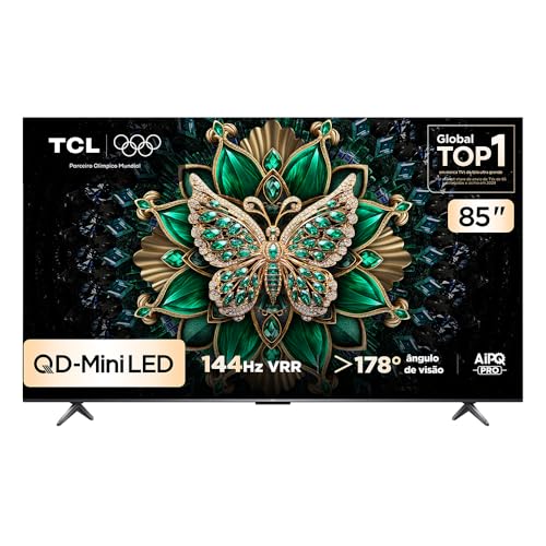Smart TV TCL 85 Polegadas QLED Mini LED Matte 4K C6K WiFi Bluetooth Google TV 144Hz VRR HDR10+ 85C6K