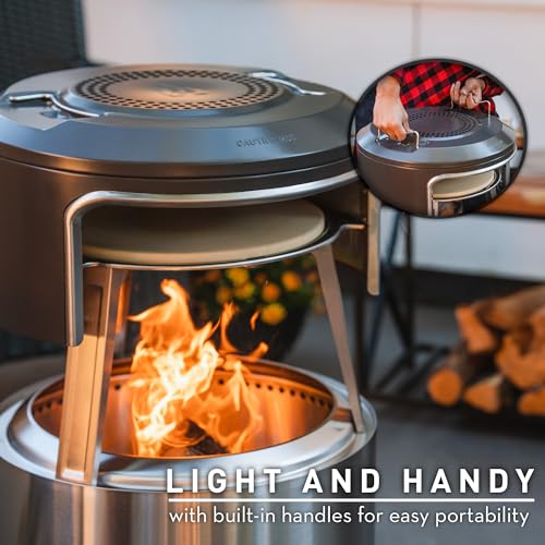 Image of Solo Stove Ranger Pi Fire | Pizza Oven Accessory for Ranger Fire Pit, Incl. Carry Case & Cordierite Pizza Stone, Wood Burning Assembly, Stainless Steel, (H x Dia): 15.7 x 15 in, 13.4 lbs