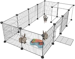 HOMIDEC Pet Playpen,Puppy Pen with Door,Encrypted Wire Mesh Cages14 Panels Indoor/Outdoor DIY Metal Pet Fence for Puppy,Rabbit,Kitten,Hamster,Guinea Pig,Turtle,Hedgehog.Black(140x70x35CM)