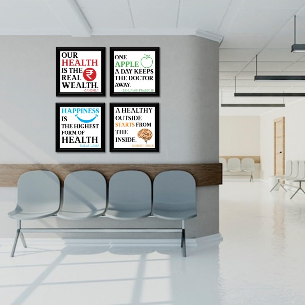 Image of JABSY Doctor Hospital Health Facts Medical Physiotherapy Dentist Wall Decor Poster Framed Gift (7 Inch Square Frame - Set of 4) (Hospital S023)
