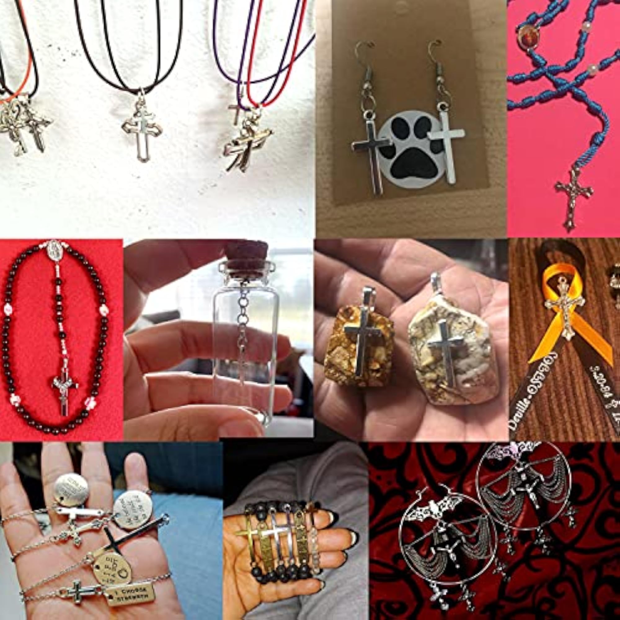 70pcs Antique Silver Plated Cross Charms for DIY Jewelry Making