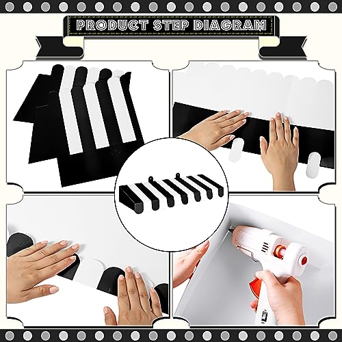 Image of Boao 4 Pcs 3D Cardboard Awning Decor,Black and White,Striped Style | Paper Awning, Circus Carnival Theme, For Bulletin Board, Lemonade Stand, Bakery & Ice Cream Truck, Wall Window Backdrop