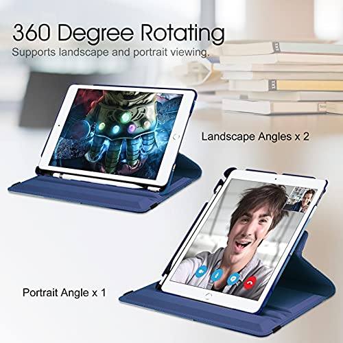 Image of Fintie Rotating Case for iPad 9th Generation (2021) / 8th Generation (2020) / 7th Gen (2019) 10.2 Inch - 360 Degree Rotating Stand Cover with Pencil Holder, Auto Wake Sleep, Blue Marble